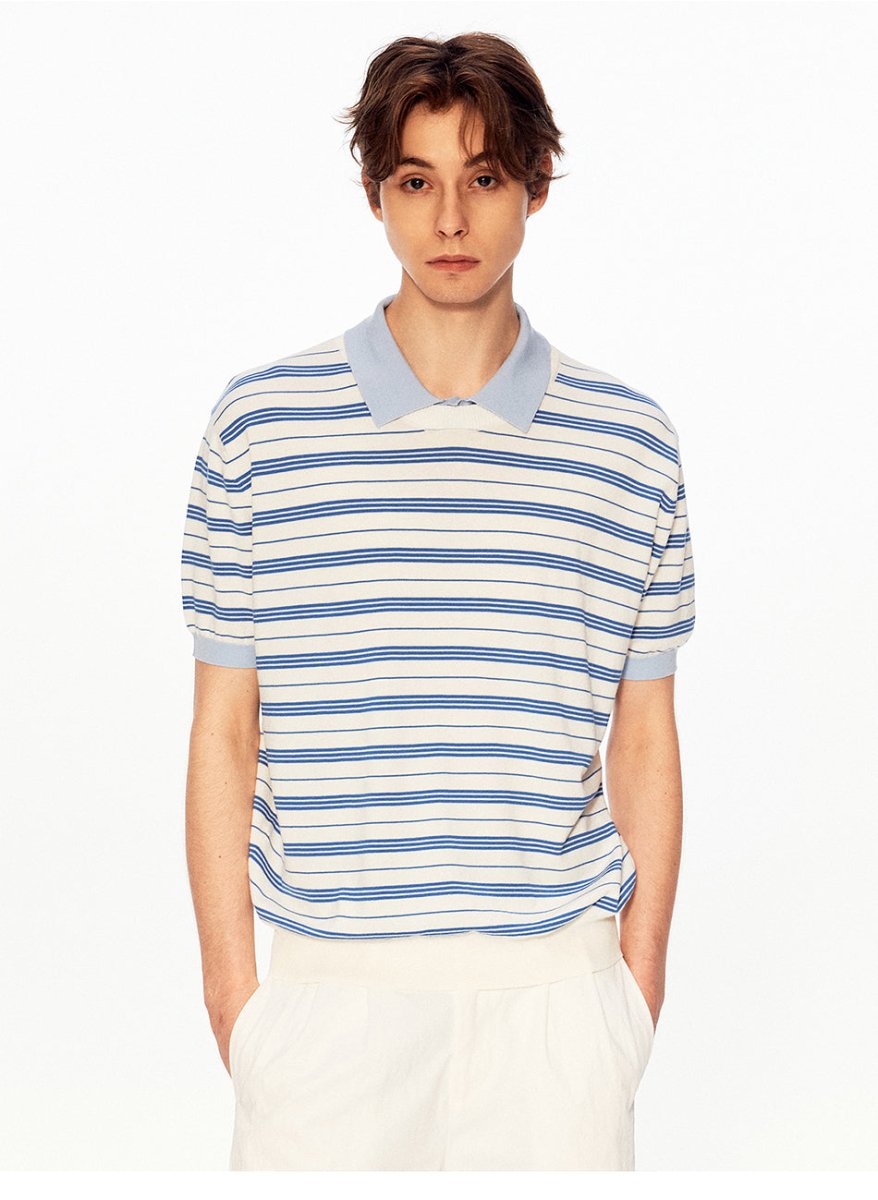 MADWITCH FAUX LAYER STRIPE POLO TEE 27474 - MadWitch Store
