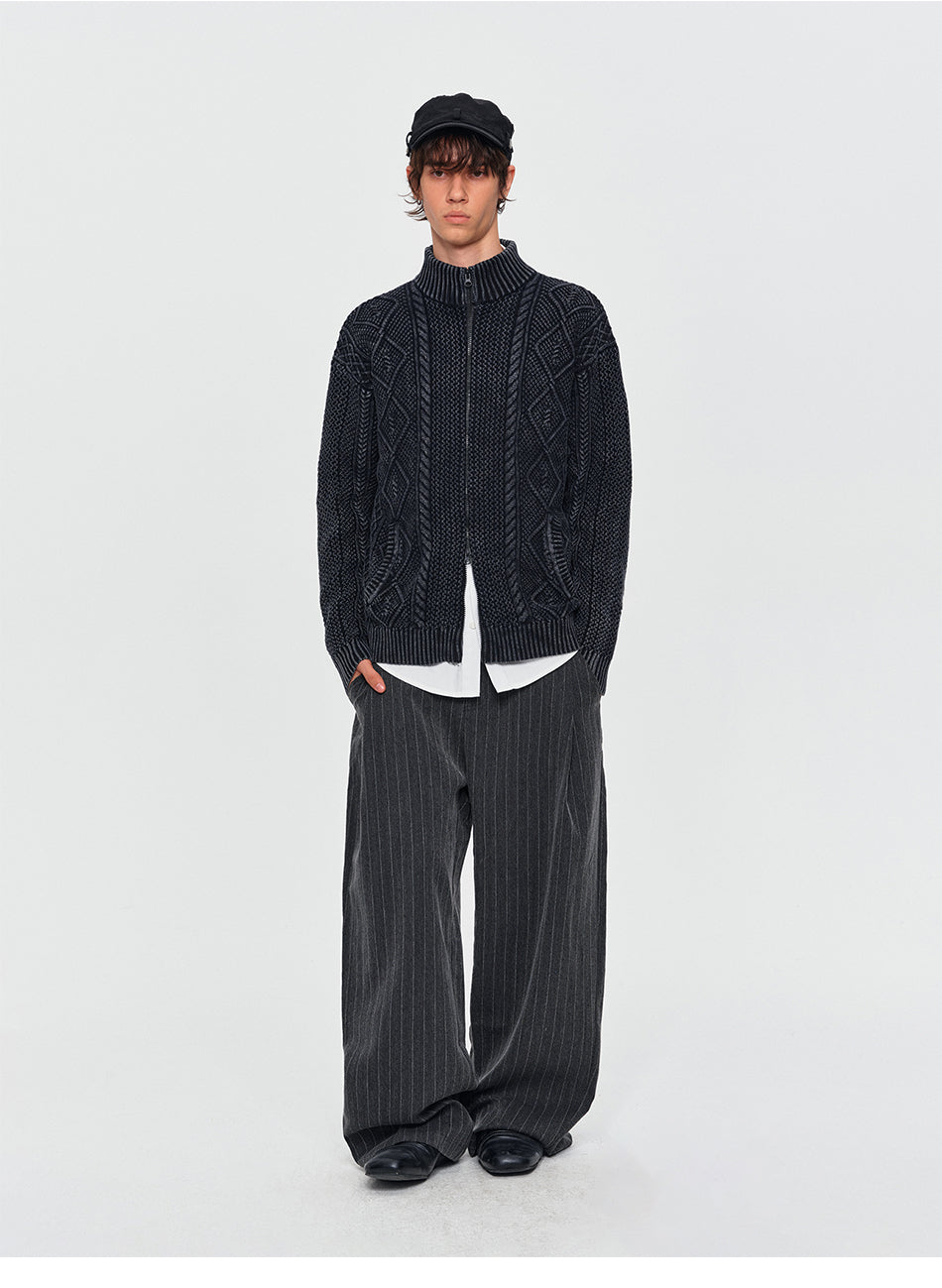 MADWITCH CABLE-KNIT ZIP-UP CARDIGAN #GPMYC022