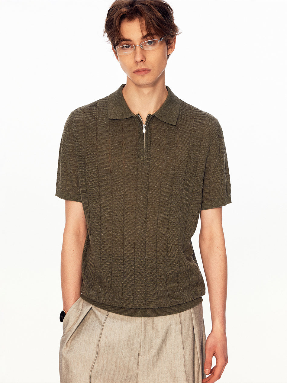 MADWITCH HALF ZIP RIBBED POLO SHIRT #86130