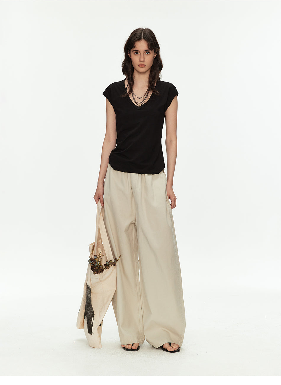 MADWITCH MODAL V-NIP CROP TEE #L0209