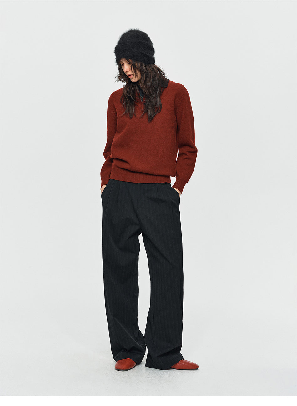 MADWITCH SHADOW-PINSTRIPE WIDE-LEG TROUSERS #AW26125