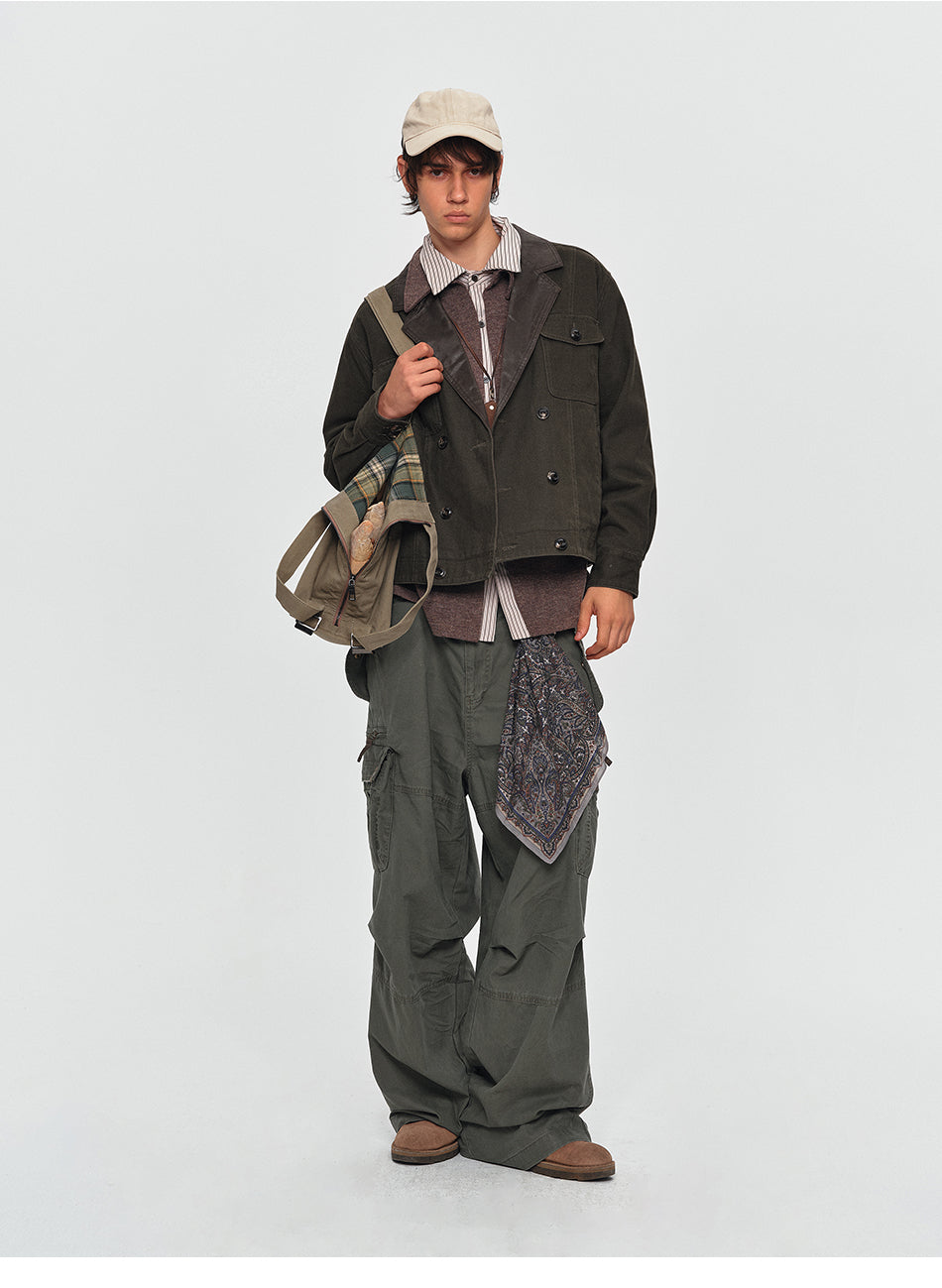 MADWITCH CONTRAST-COLLAR RELAXED UTILITY JACKET #2609WT6101
