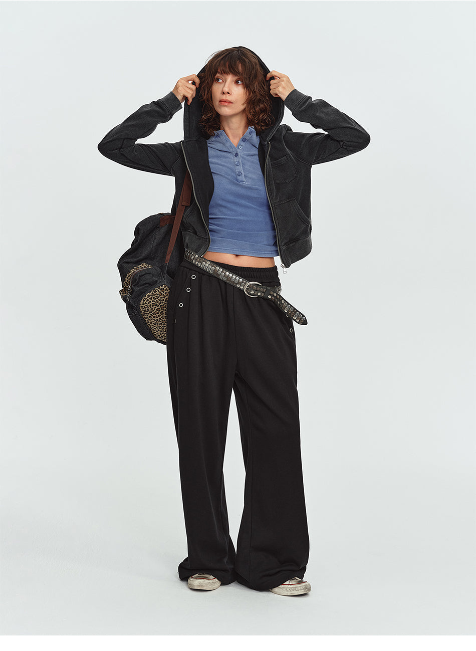 MADWITCH WASHED CROPPED ZIP HOODIE #2026712