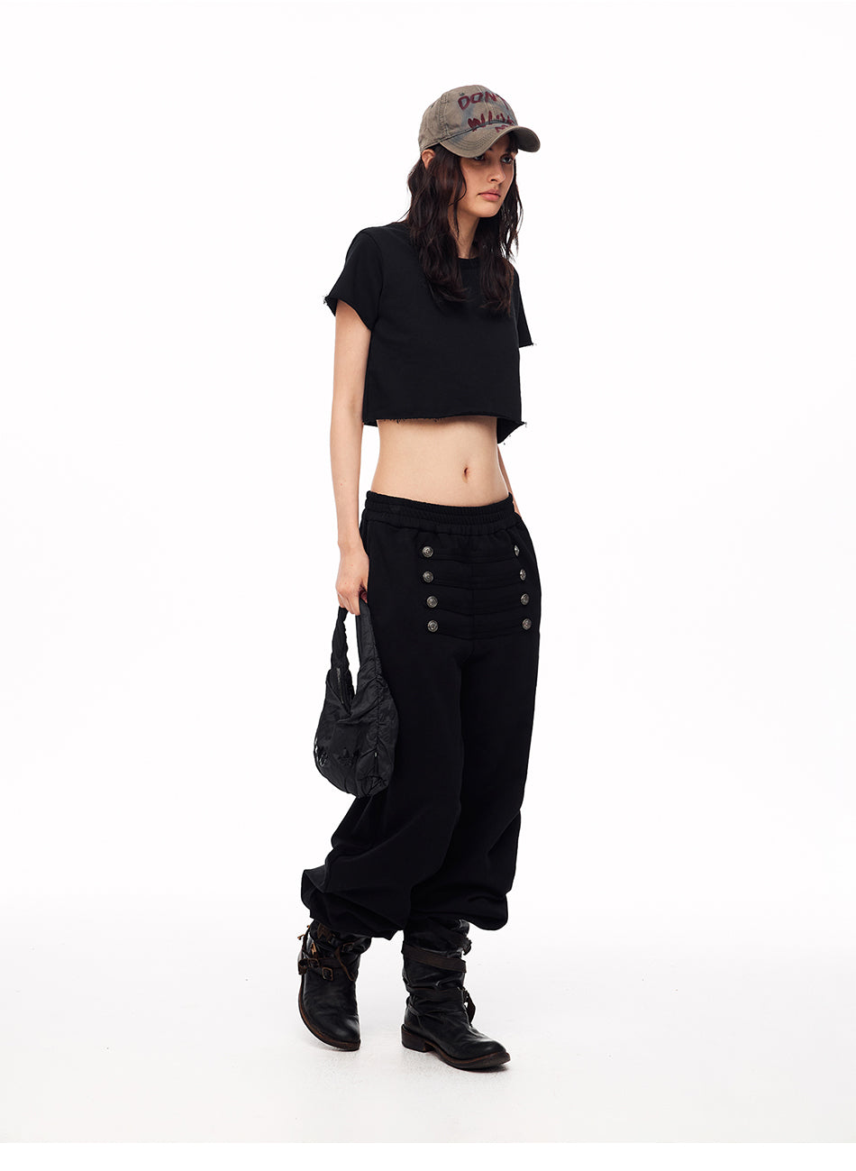 MADWITCH RAW EDGE CROPPED CREWNECK TEE #2026569