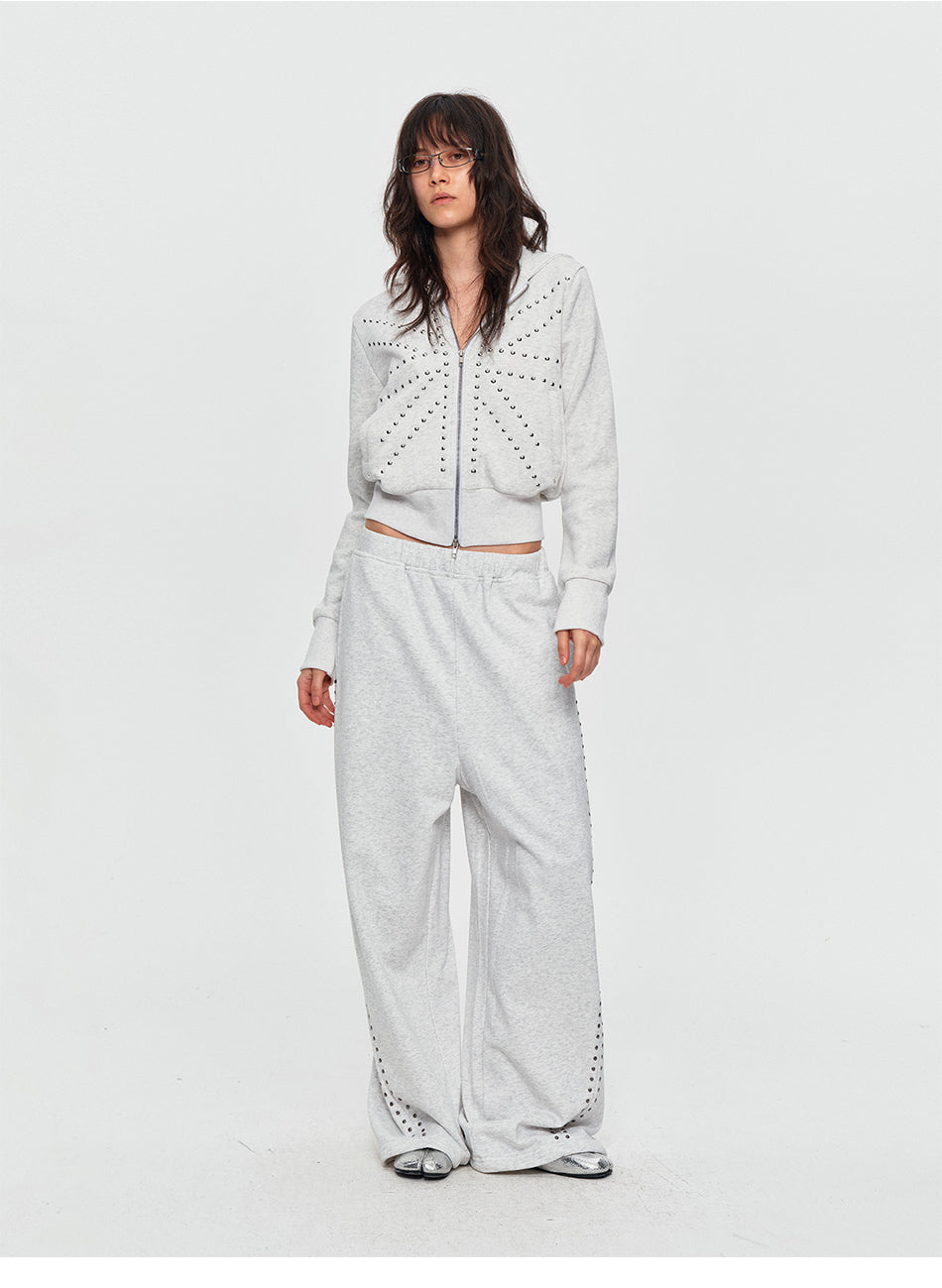 MADWITCH STUDDED CROPPED ZIP HOODIE #G2621
