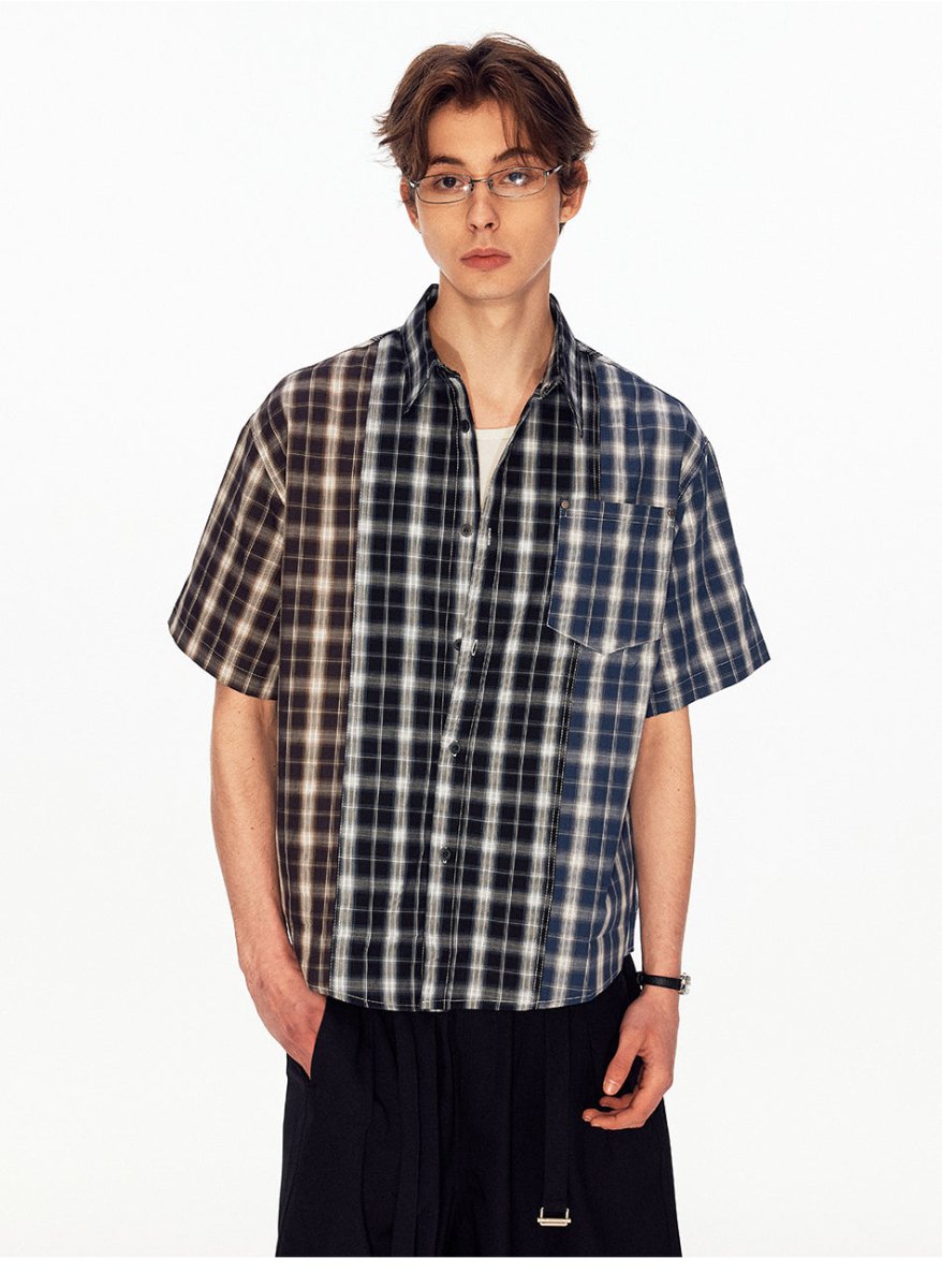 MADWITCH VINTAGE PLAID PATCHWORK SHIRT 991215 - MadWitch Store