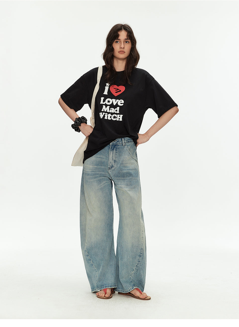 MADWITCH LETTER PRINT RELAXED TEE #M2019