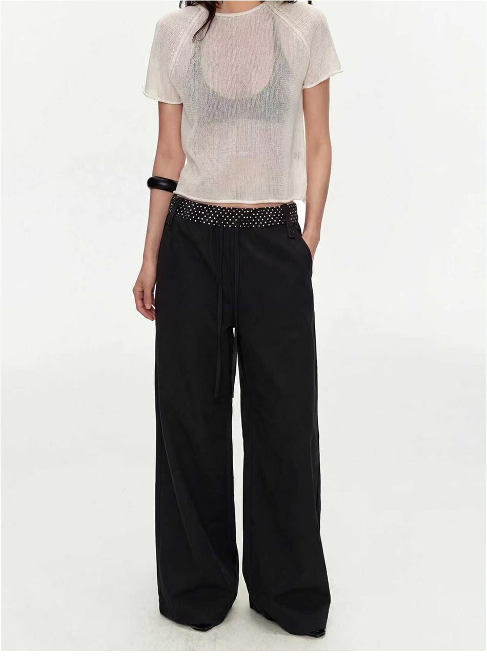 MADWITCH DOT WAIST LOOSE WIDE PANTS #CN6882