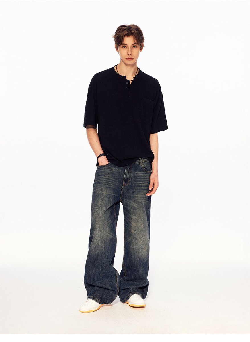 MADWITCH HENLEY LINEN RELAXED TEE UTU055 - MadWitch Store
