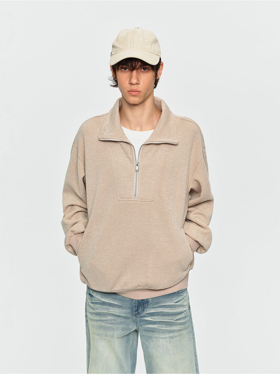 MADWITCH EMBROIDERED LAYERED HALF-ZIP SWEATSHIRT #991395