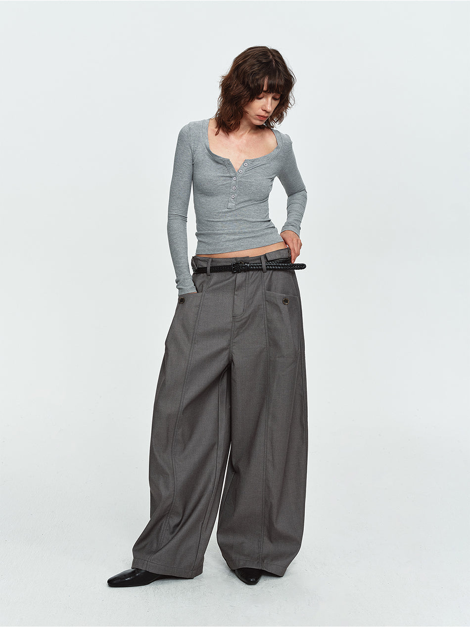 MADWITCH ADJUSTABLE TAILORED WIDE-LEG TROUSERS #26203