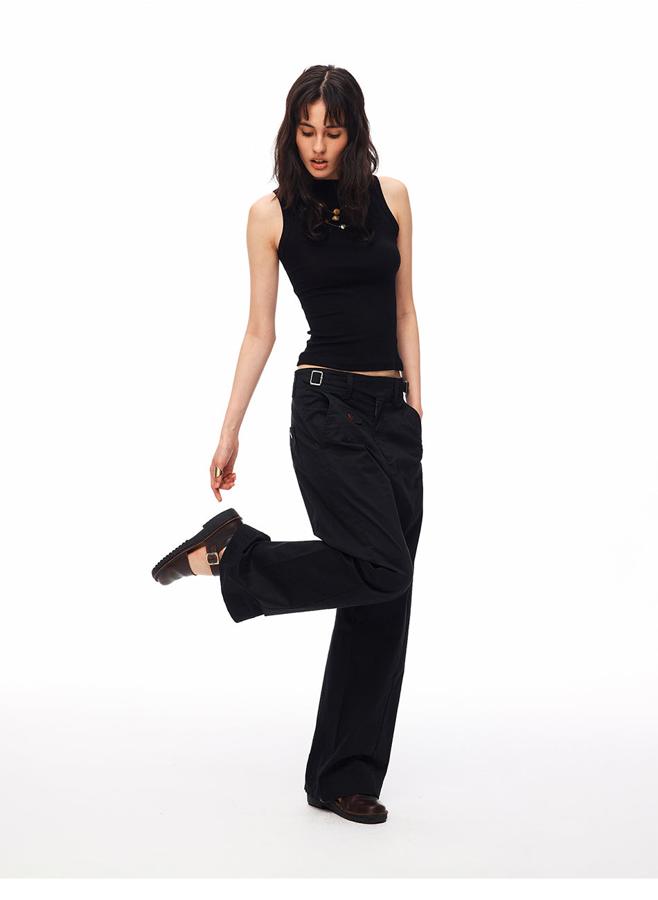 MADWITCH RIBBED MOCK NECK SLEEVELESS TANK #G2034