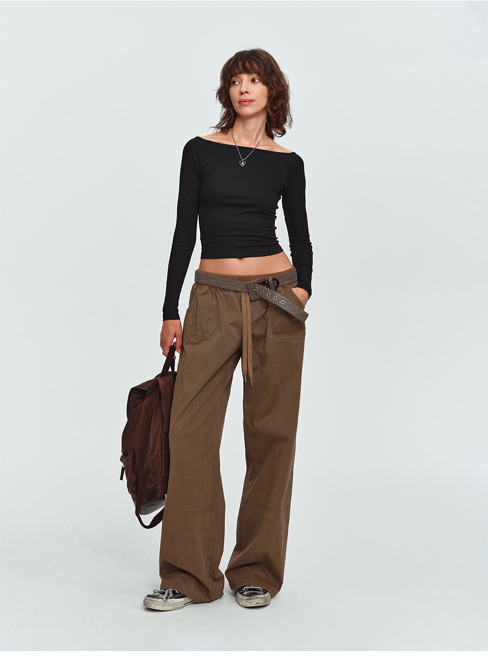 MADWITCH WASHED DRAWSTRING WIDE-LEG LOUNGE PANTS #AN9527