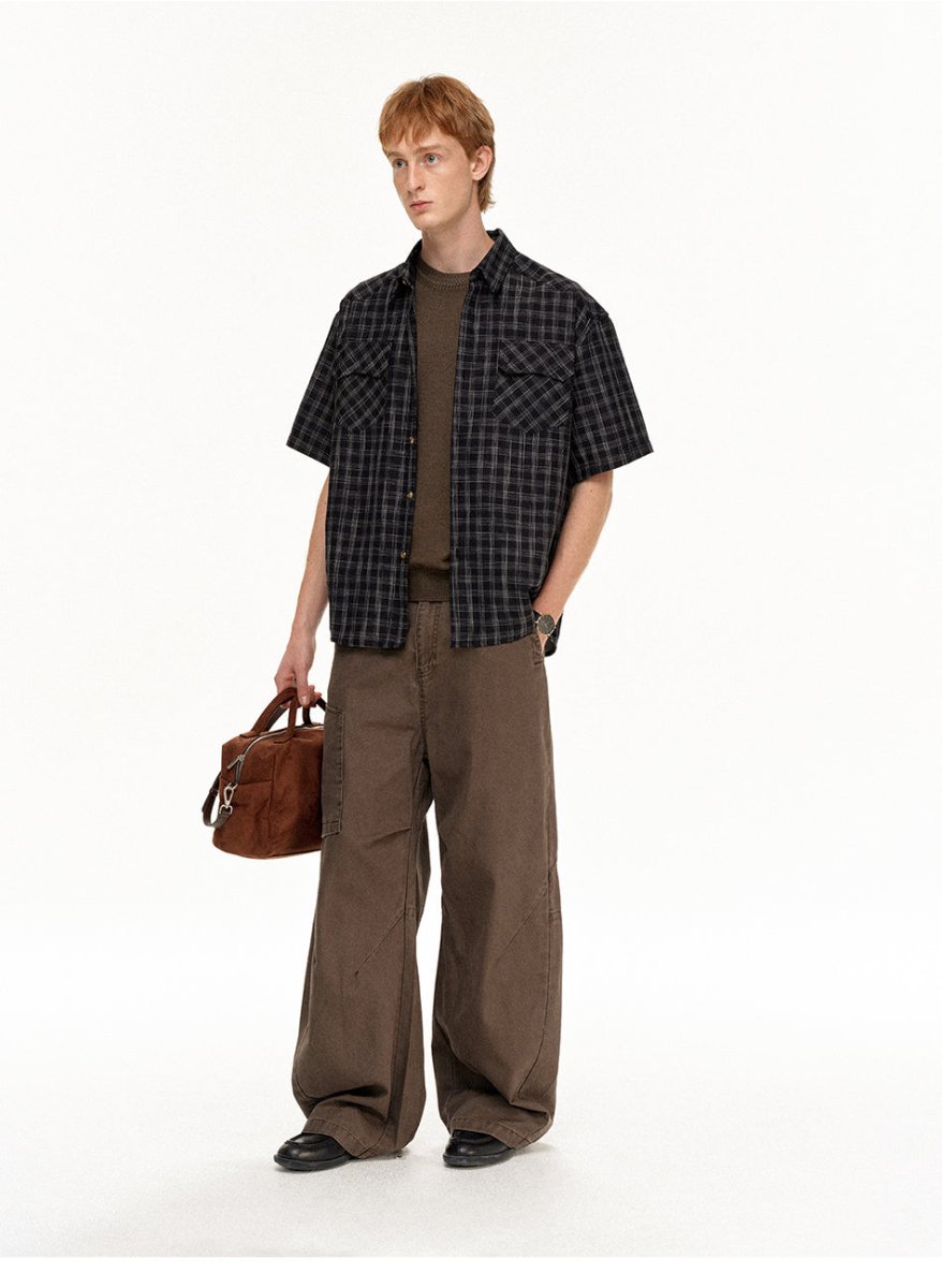 MADWITCH RELAXED COLLAR PLAID SHIRT 991186 - MadWitch Store