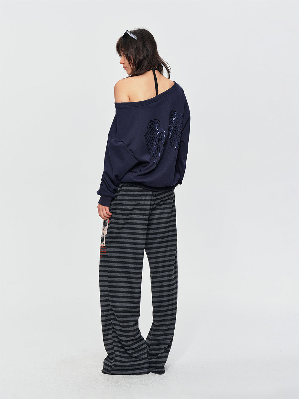 MADWITCH SEQUIN WING OFF-SHOULDER SWEATSHIRT #L2026612