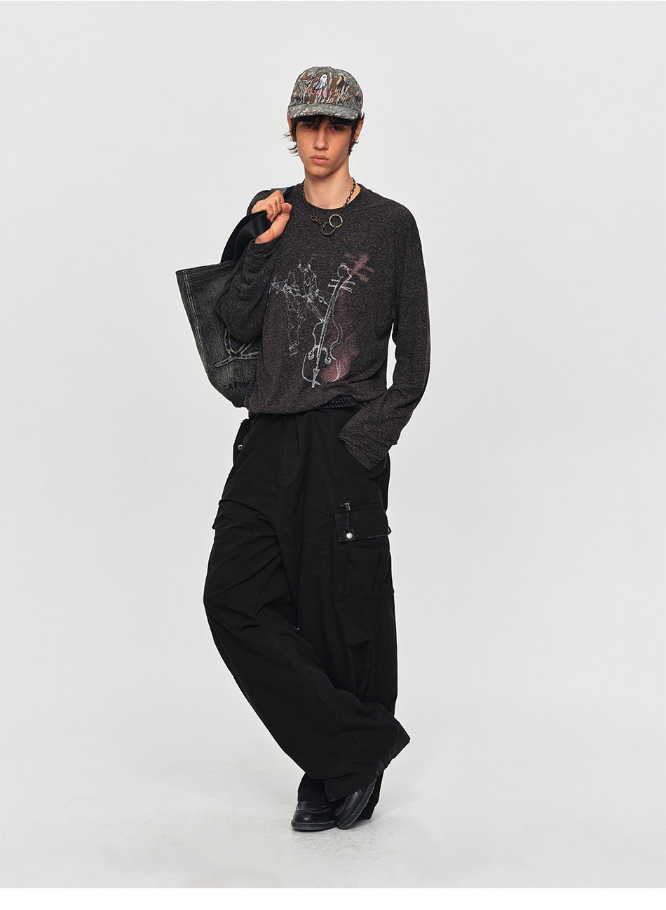 MADWITCH VIOLIN GRAPHIC LONG TEE #2605TX7036