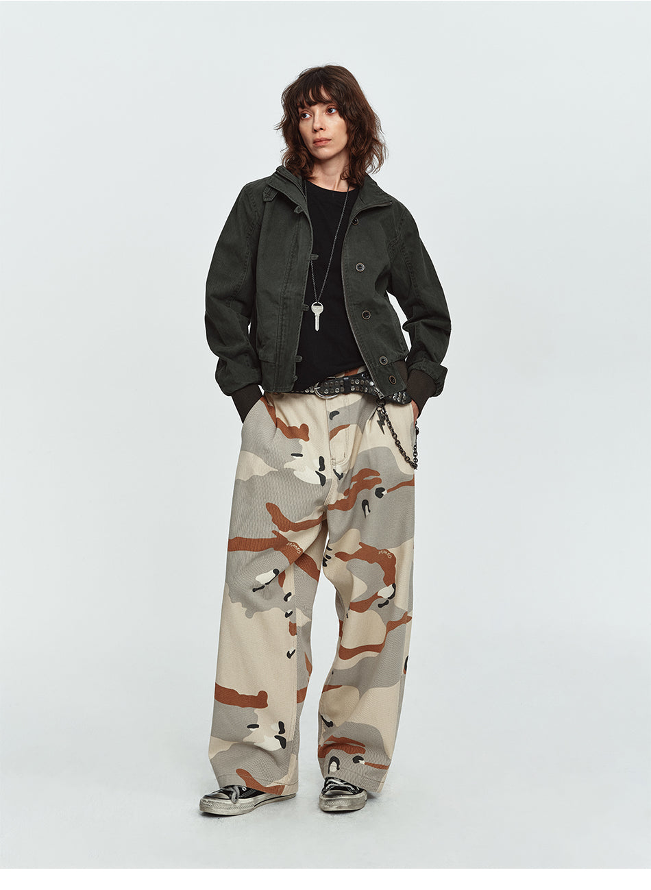 MADWITCH DRAWSTRING-BACK CROPPED STAND-COLLAR JACKET #N605