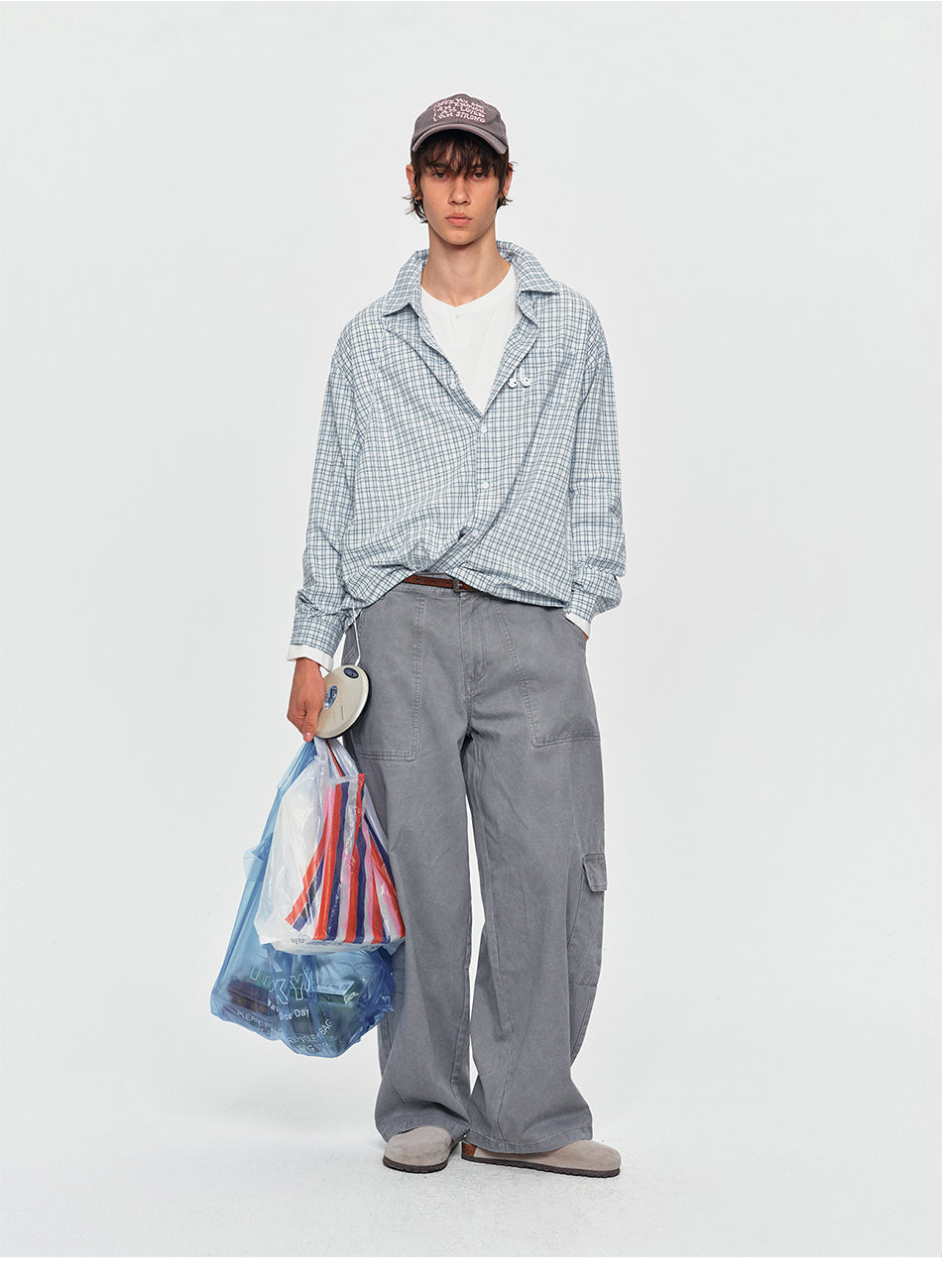 MADWITCH DRAWSTRING PLAID SHIRT #RC153
