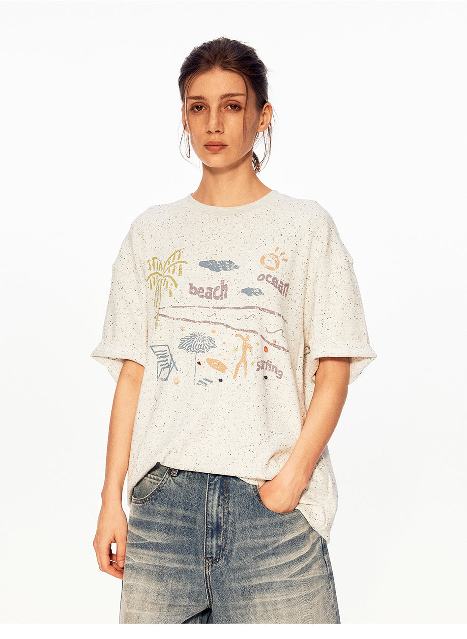 MADWITCH VINTAGE BEACH PRINT TEE #991310
