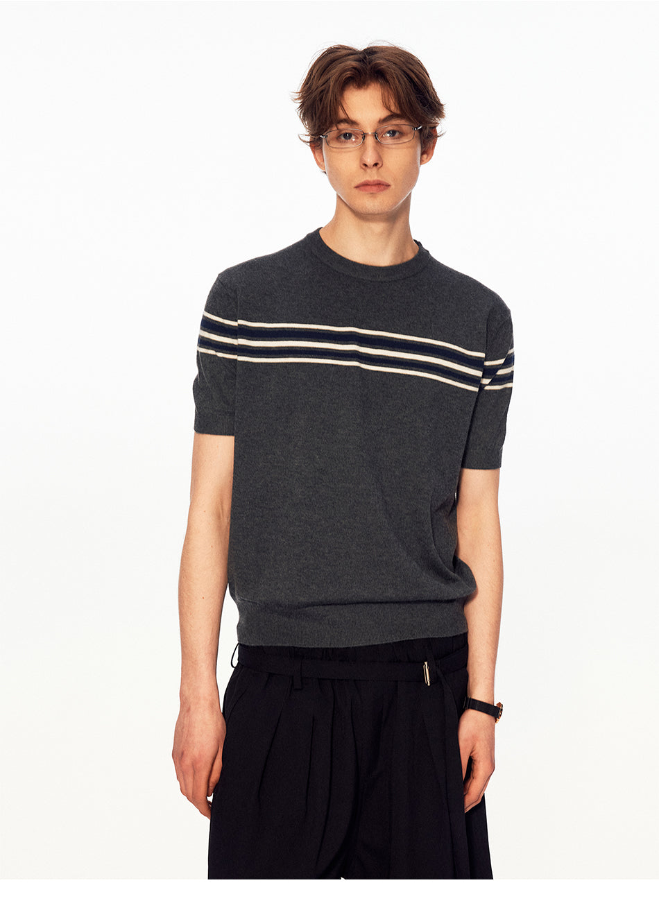 MADWITCH VINTAGE STRIPE ROUND NECK TEE #MD27494