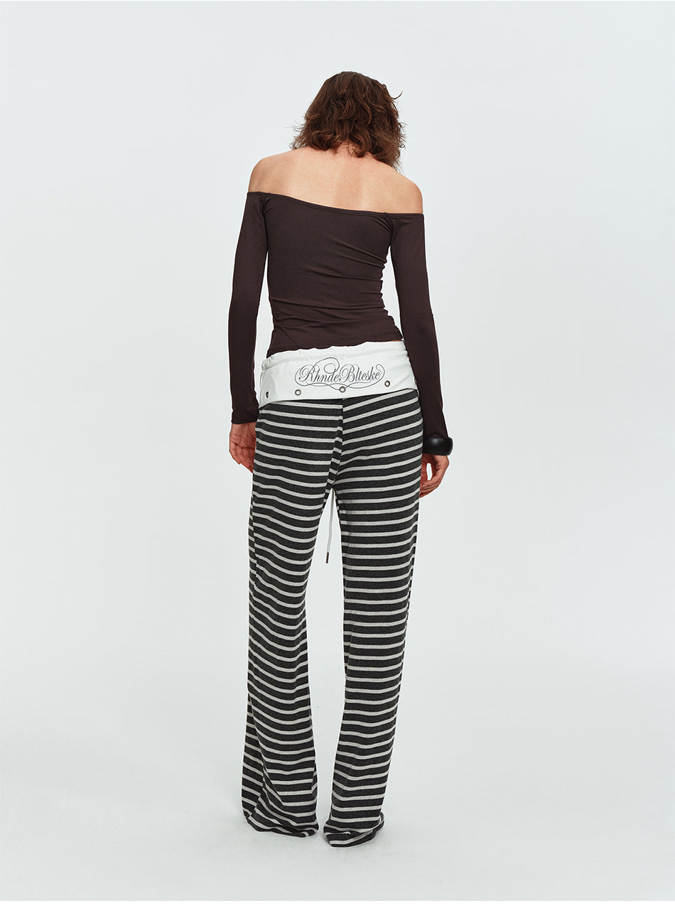 MADWITCH STRIPED STUDDED WIDE-WAISTBAND SWEATPANTS #C2026373