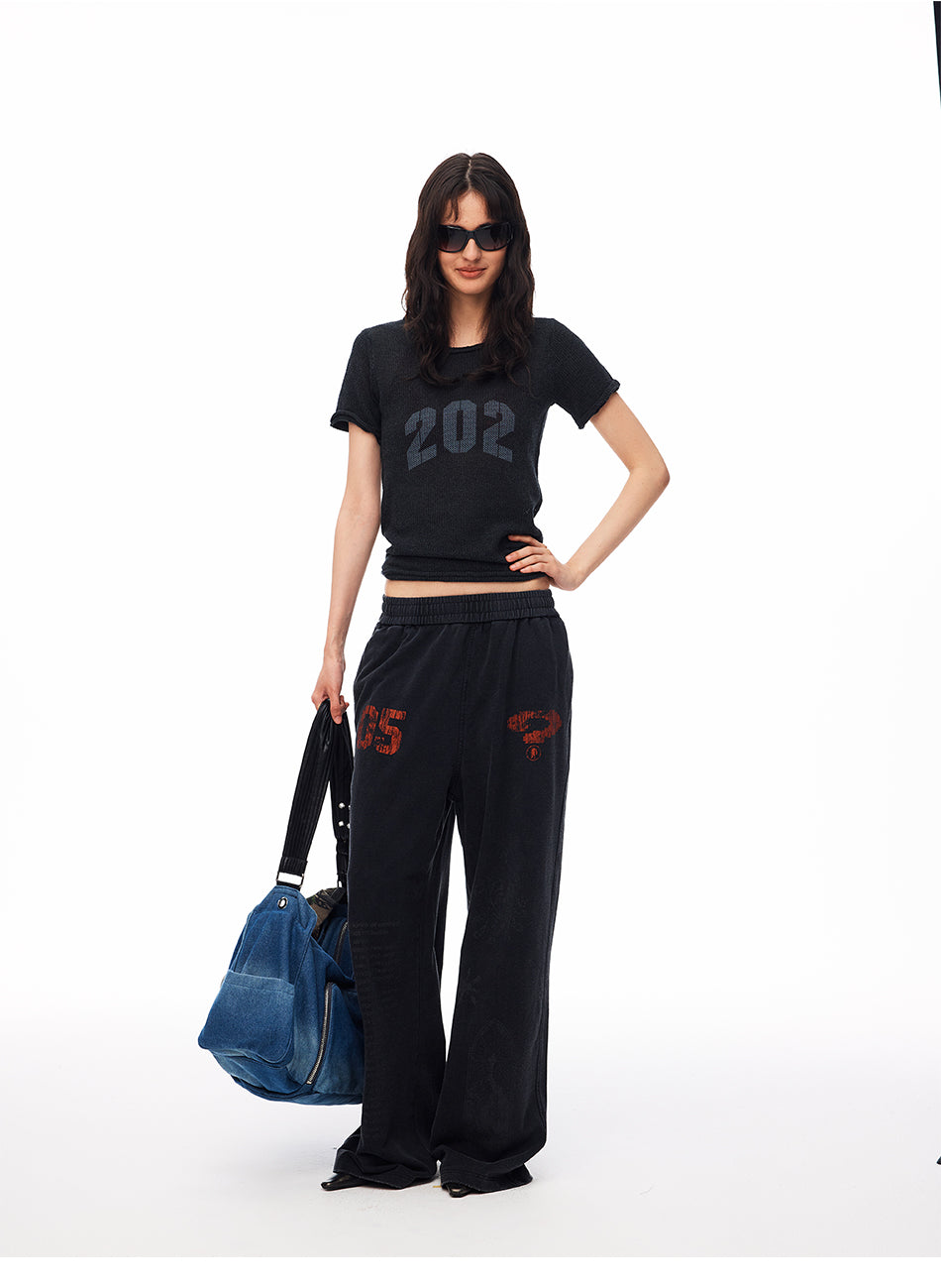 MADWITCH VINTAGE WASHED DISTRESSED KNIT SHORT-SLEEVE T-SHIRT #MYC020