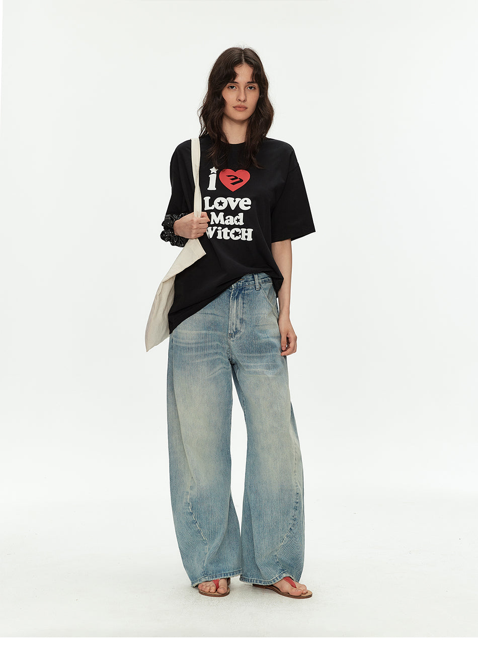 MADWITCH LETTER PRINT RELAXED TEE #M2019