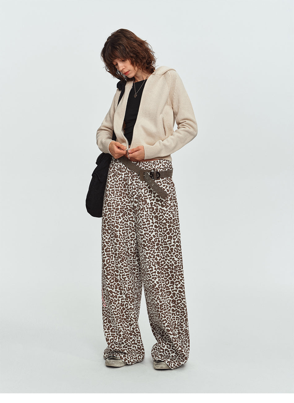 MADWITCH GRAPHIC-PRINT LEOPARD WIDE-LEG LOUNGE PANTS #C1070