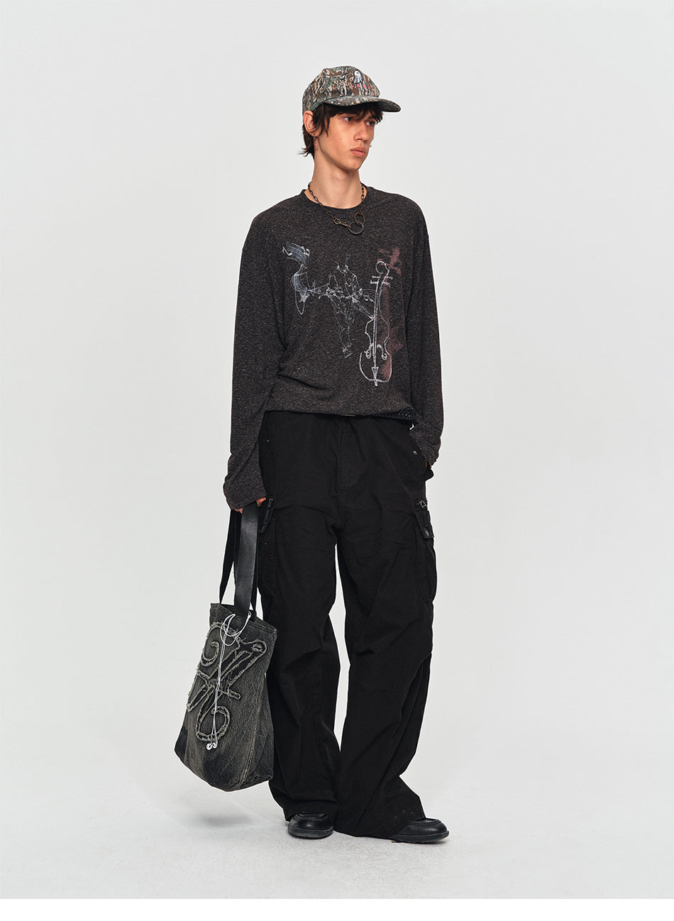 MADWITCH VIOLIN GRAPHIC LONG TEE #2605TX7036