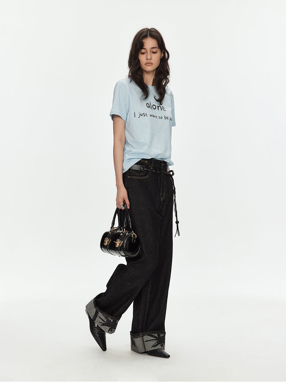 MADWITCH LETTER PRINT COUPLE TEE #MD4330