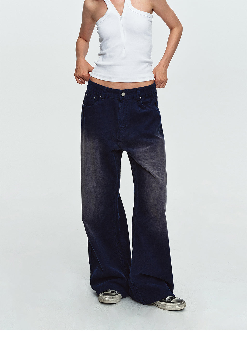 MADWITCH GRADIENT WASHED CORDUROY WIDE-LEG JEANS #G60130