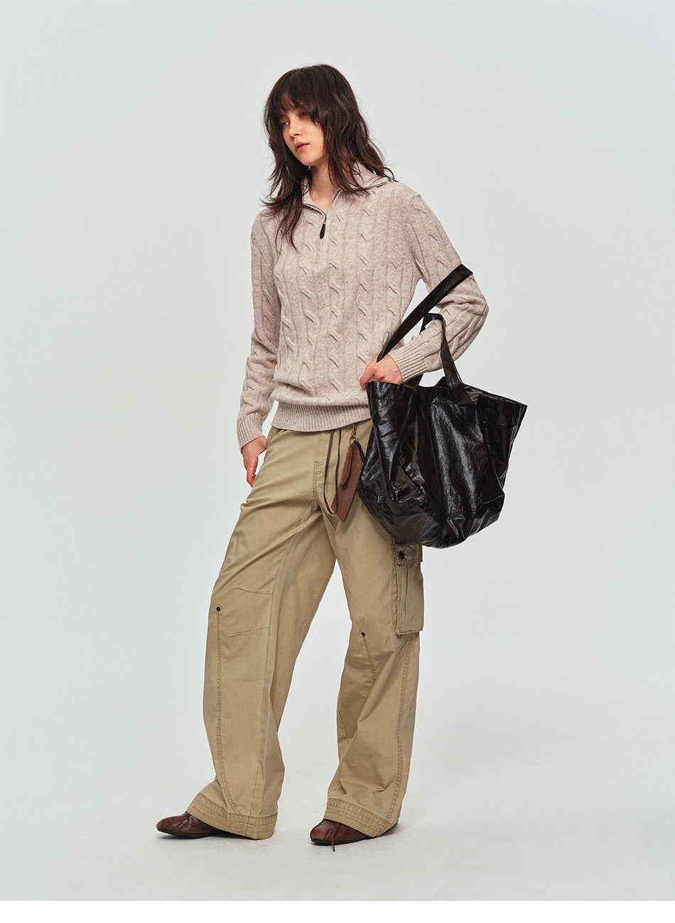 MADWITCH HALF-ZIP CABLE-KNIT WOOL-BLEND SWEATER #11809