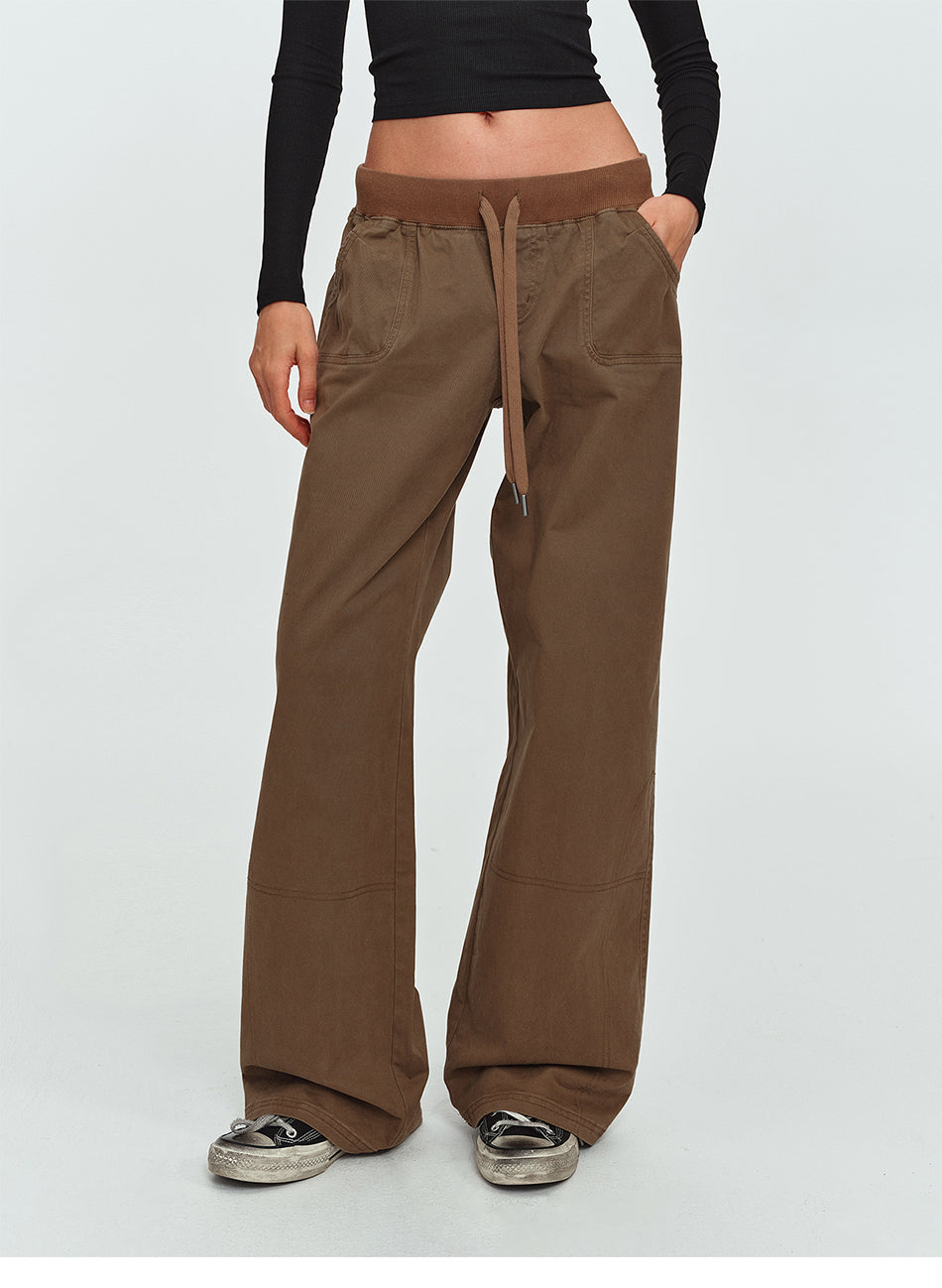 MADWITCH WASHED DRAWSTRING WIDE-LEG LOUNGE PANTS #AN9527