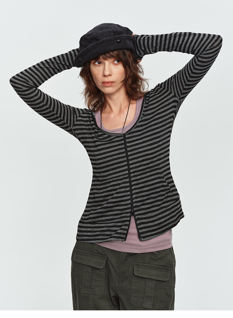 MADWITCH TENCEL HOODED STRIPE JACKET #G2026173