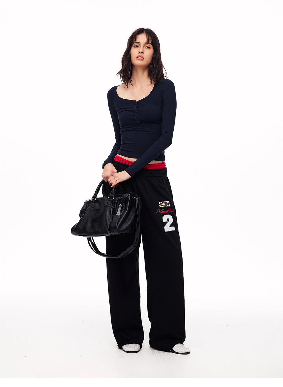 MADWITCH EMBROIDERED WIDE-LEG SWEATPANTS #CK61066