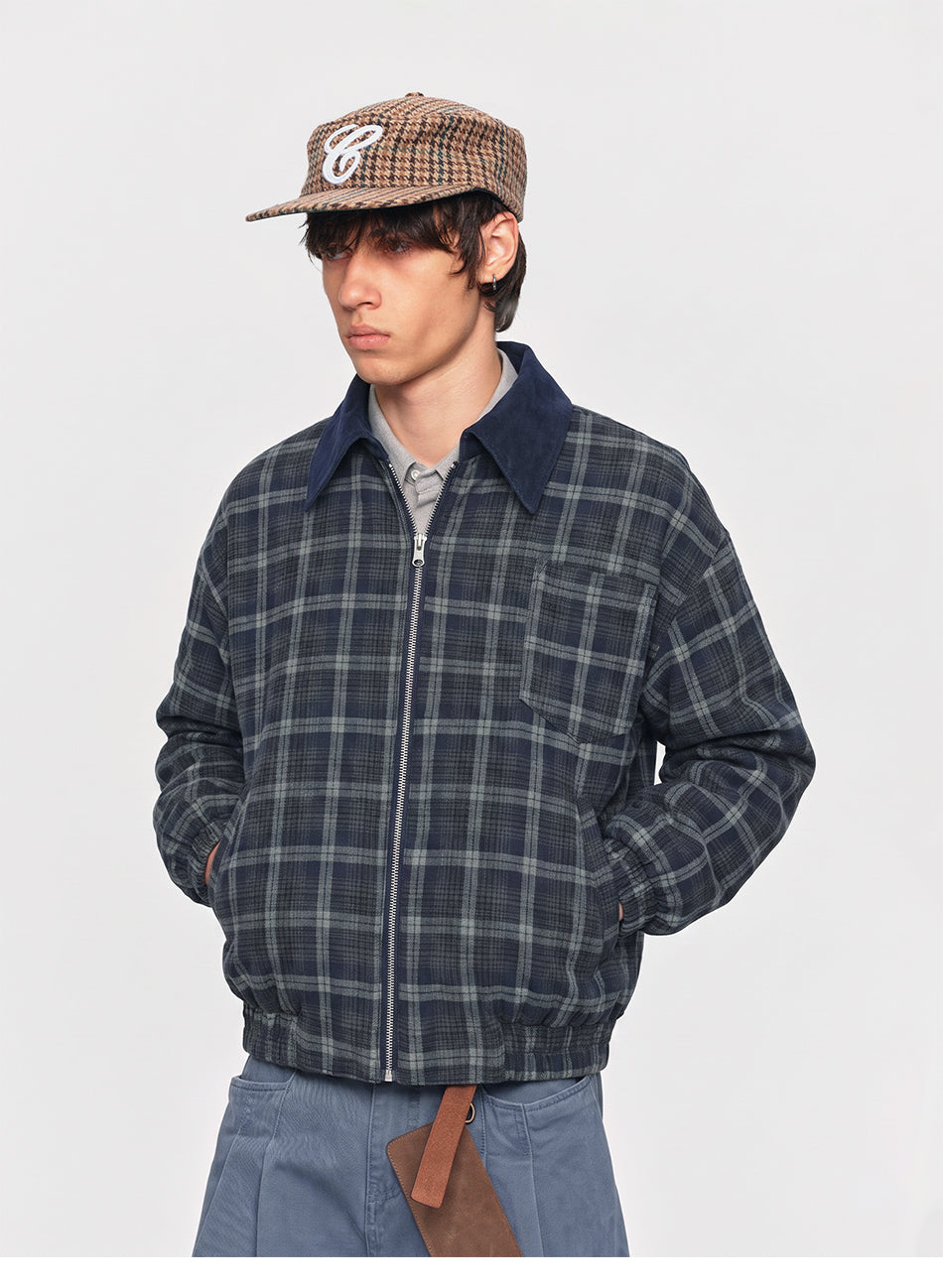 MADWITCH REVERSIBLE DECONSTRUCTED PLAID CROPPED JACKET #N2088