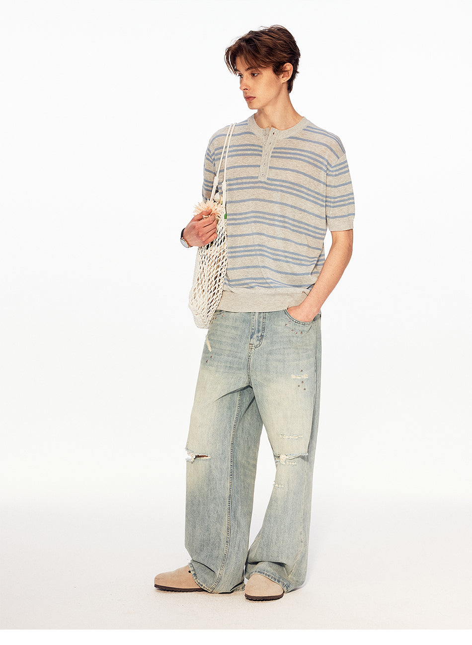 MADWITCH STUDDED DISTRESSED JEANS #CK5613