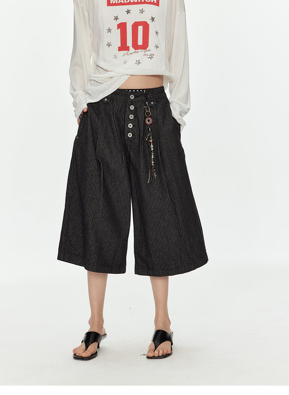 MADWITCH STRIPED PARIS BUCKLE PANTS #CK3633D