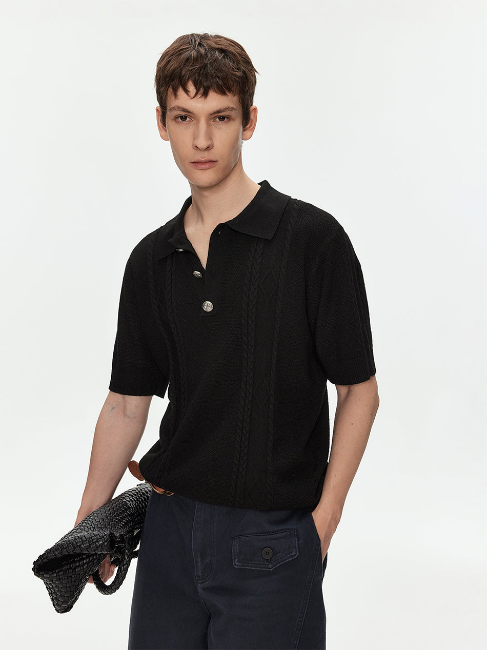 MADWITCH CABLE KNIT COLLAR WOOL SHIRT #AW26820