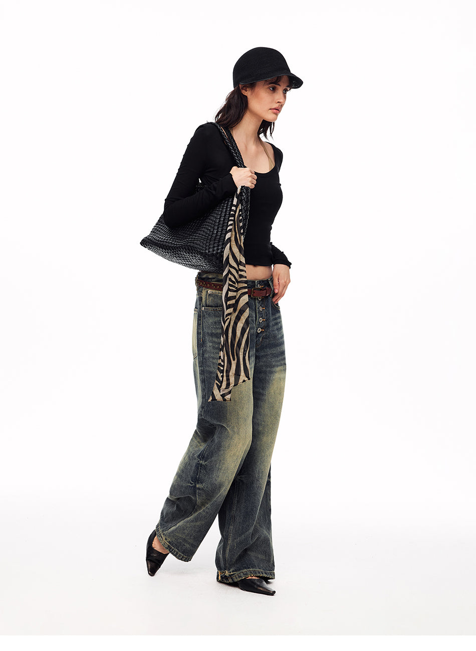 MADWITCH MINIMALIST U-NECK TENCEL LONG-SLEEVE T-SHIRT #G2110