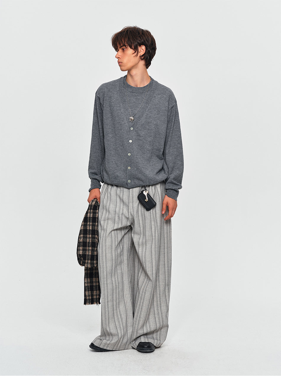 MADWITCH PLEATED STRIPED WIDE-LEG TROUSERS #K2080