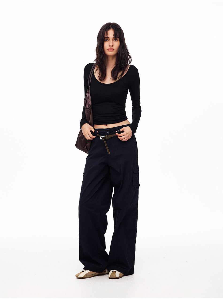 MADWITCH MULTIPOCKET CARGO WIDE-LEG PANTS #CN61010