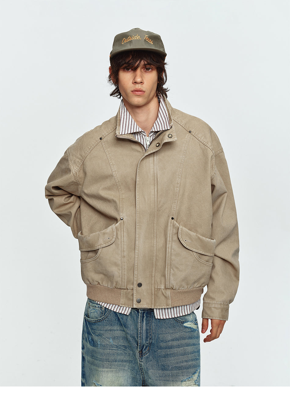MADWITCH WASHED DISTRESSED CINCHED CROPPED UTILITY JACKET #AW26121