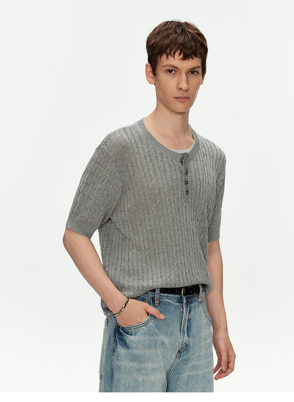 MADWITCH VINTAGE LYOCELL HENLEY KNIT SHIRT #AW26817