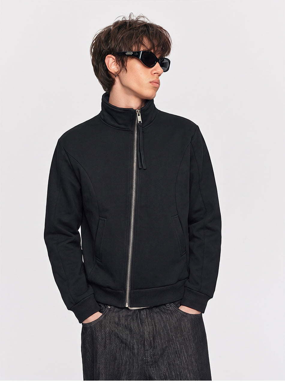 MADWITCH PANEL-CUT STAND-COLLAR ZIP CARDIGAN #2606WT5107