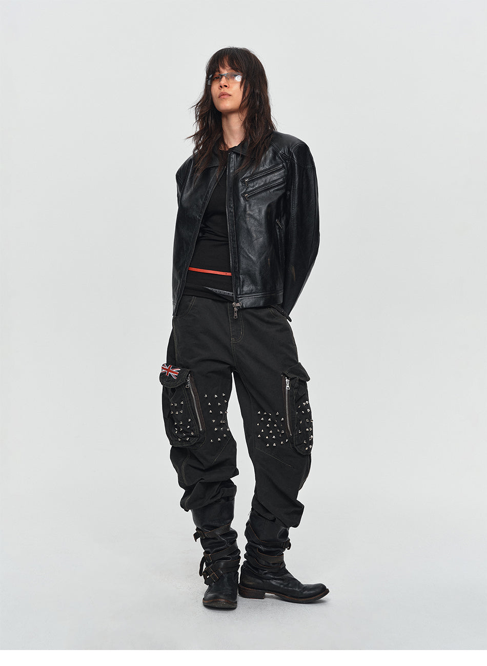 MADWITCH VINTAGE WASHED PU BIKER JACKET #AW26138