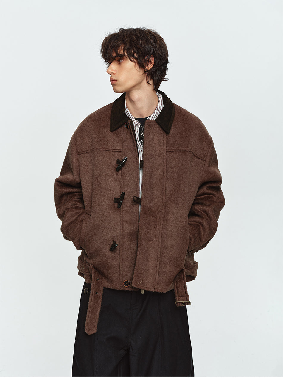 MADWITCH BELTED TOGGLE-BUTTON WOOL-BLEND PUFFER JACKET #991392
