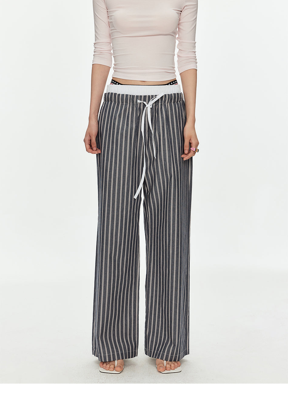 MADWITCH STRIPED SUMMER WIDE LEG PANTS #CK61029