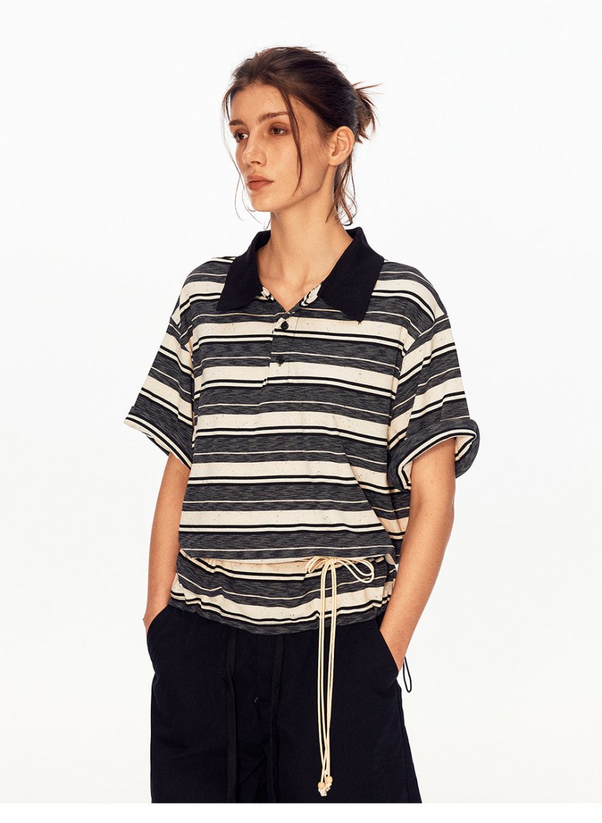 MADWITCH VINTAGE STRIPE POLO TEE PL013 - MadWitch Store