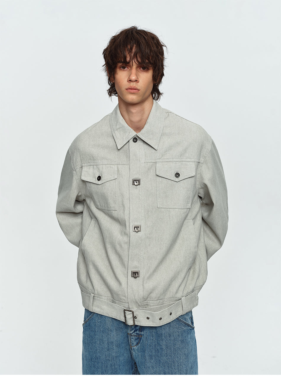 MADWITCH BELTED COLLARED UTILITY WORKWEAR JACKET #991505